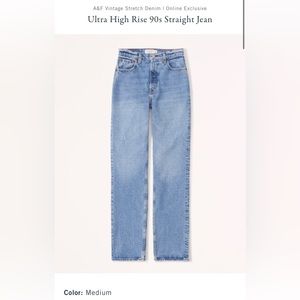 Ultra high rise 90s straight jeans from AnF medium wash, regular length.